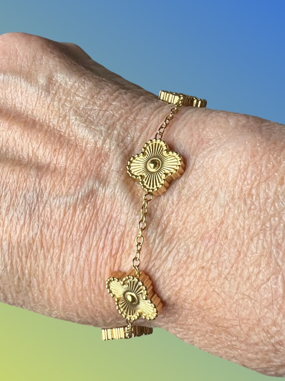 Clover Fashion Gold Toned Bracelet - Picture 5 of 6